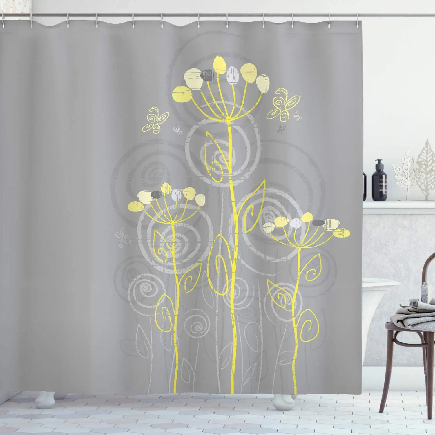 Grey and Yellow Shower Curtains Under The Sea Inspired Flowers Abstract Swirls Background Fabric Bathroom Decor Set with Hooks
Grey and Yellow Shower Curtains Under The Sea Inspired Flowers Abstract Swirls Background Fabric Bathroom Decor Set with Hooks