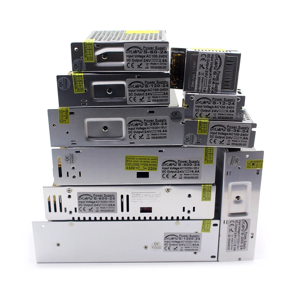 Одиночный выходной источник питания DC24V 12W 24W 48W 60W 120W 200W 250W 300W 400W 500W 600W 720W 800W 1000W 1200W