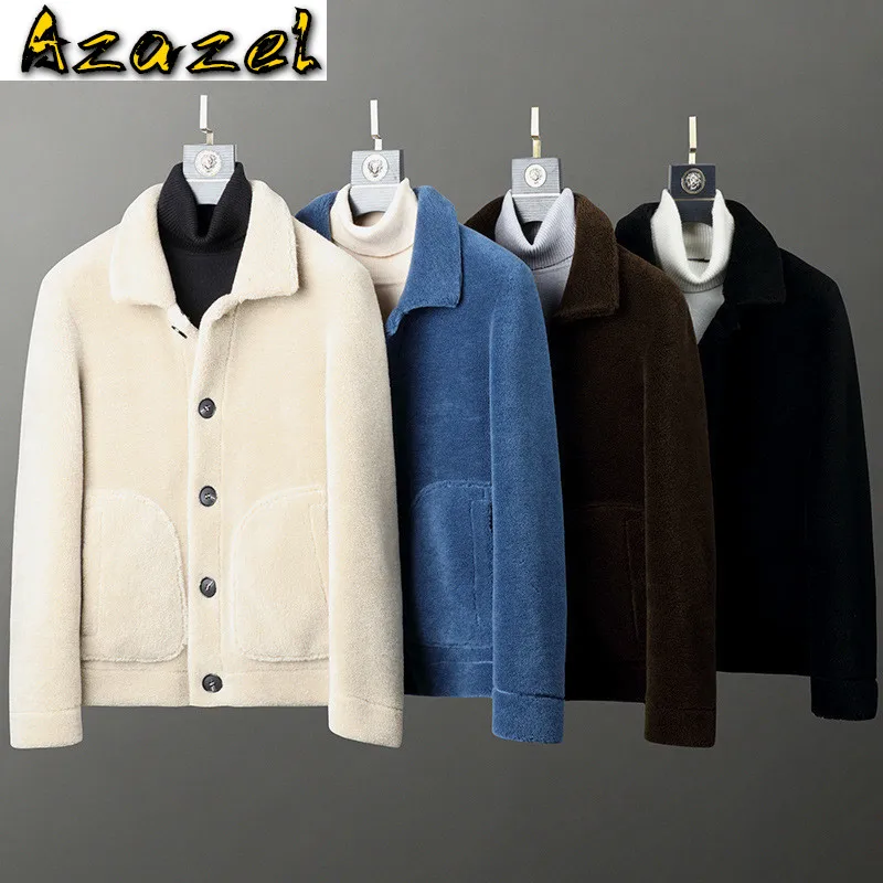 

Короткое шерстяное пальто Azazel, осенне-зимняя мужская куртка из овчины, мужские пальто, пальто, толстые повседневные куртки Kaban Erkek 1811 YY253