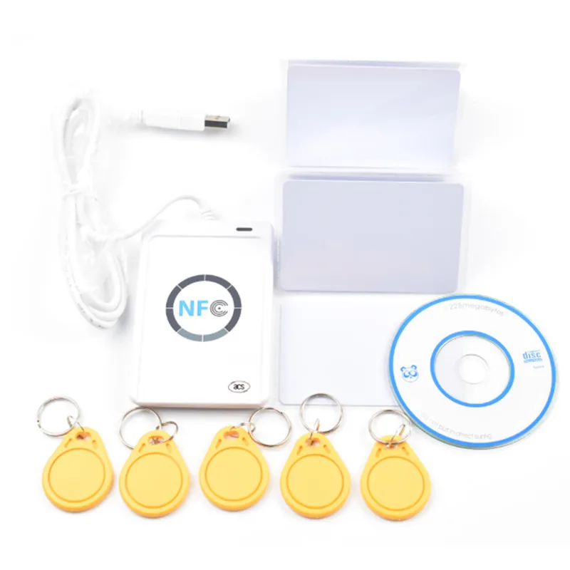 USB ACR122U NFC RFID Contactless Smart IC Card/Tag Reader and Writer 13.56MHz +5pcs NFC IC Cards + 1 SDK CD
USB ACR122U NFC RFID Contactless Smart IC Card/Tag Reader and Writer 13.56MHz +5pcs NFC IC Cards + 1 SDK CD