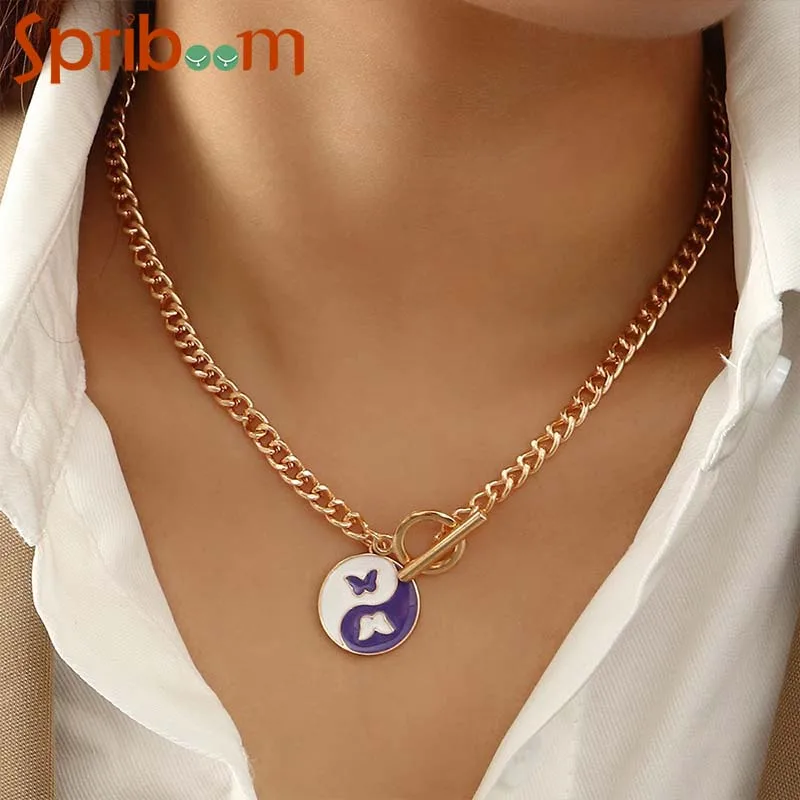Vintage Gossip Necklaces for Women Small Flower Butterfly Colorful Yin Yang Pendant Necklace Trendy Clavicle Chain Jewelry Gifts
Vintage Gossip Necklaces for Women Small Flower Butterfly Colorful Yin Yang Pendant Necklace Trendy Clavicle Chain Jewelry Gifts