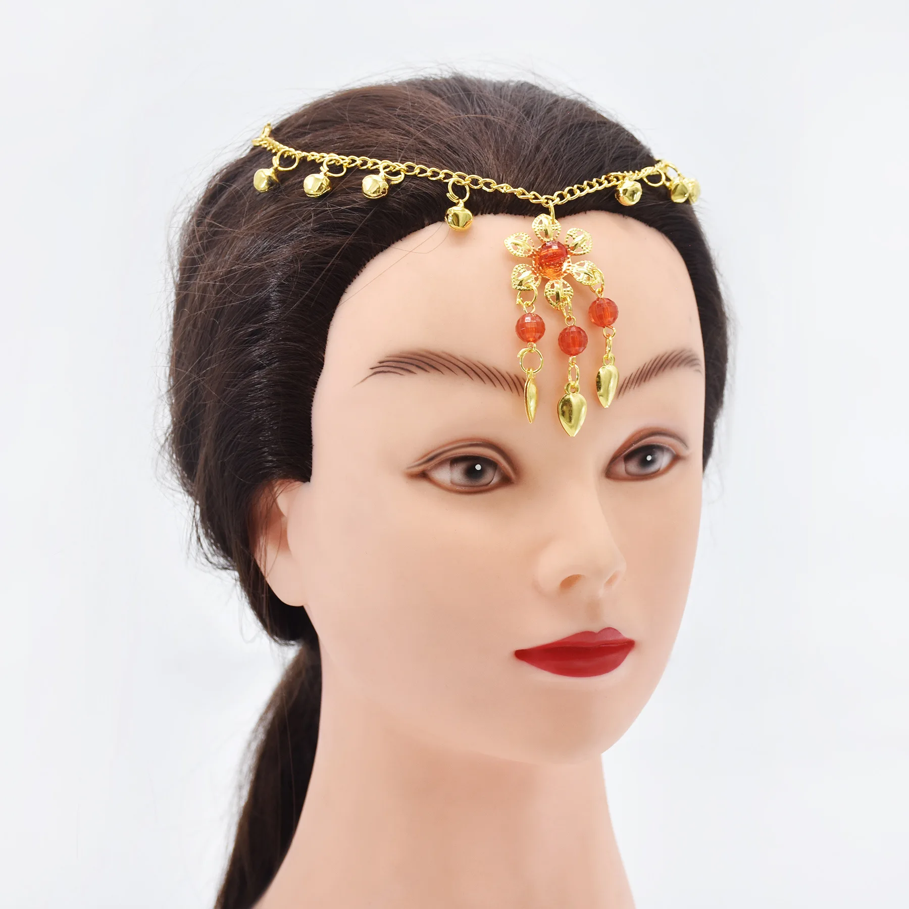 New Style Red Bead Gold Metal Forehead Chain Bracelet Bridal Suit Fashion Retro Finger Ring Bracelet Headdress Two-Piece Jewelry
New Style Red Bead Gold Metal Forehead Chain Bracelet Bridal Suit Fashion Retro Finger Ring Bracelet Headdress Two-Piece Jewelry