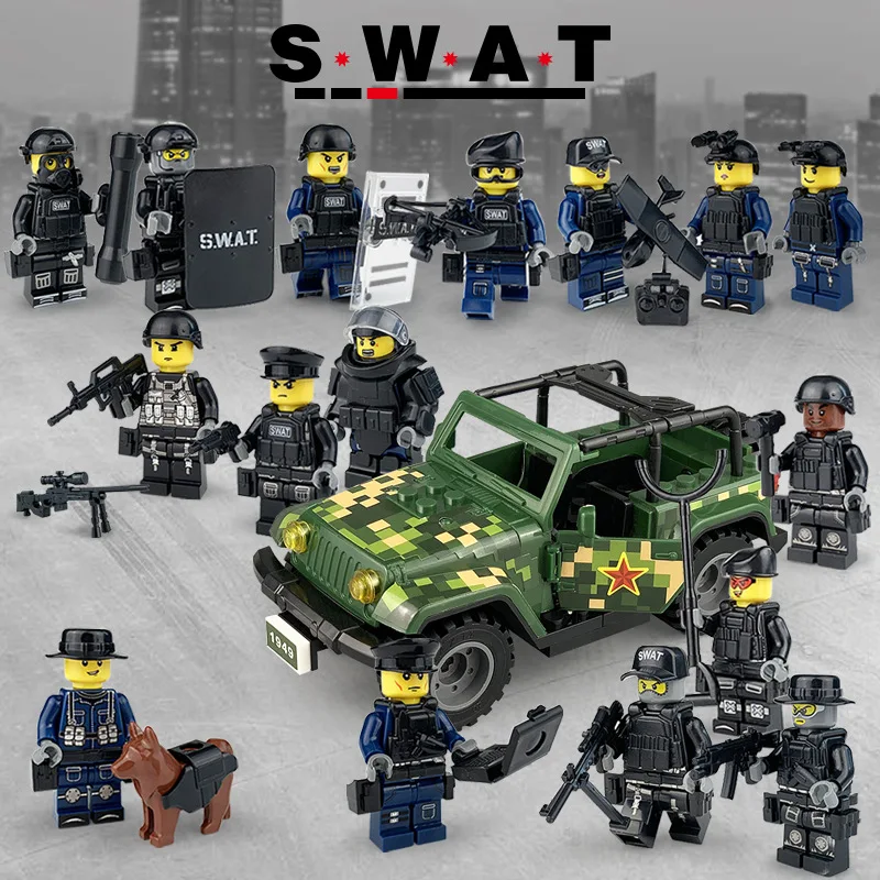 Mini Micro Military Jeep Wrangler Minifigure Doll Set Special Warfare Brigade Weapon Piece Children Assemble Building Block Toy
Mini Micro Military Jeep Wrangler Minifigure Doll Set Special Warfare Brigade Weapon Piece Children Assemble Building Block Toy
