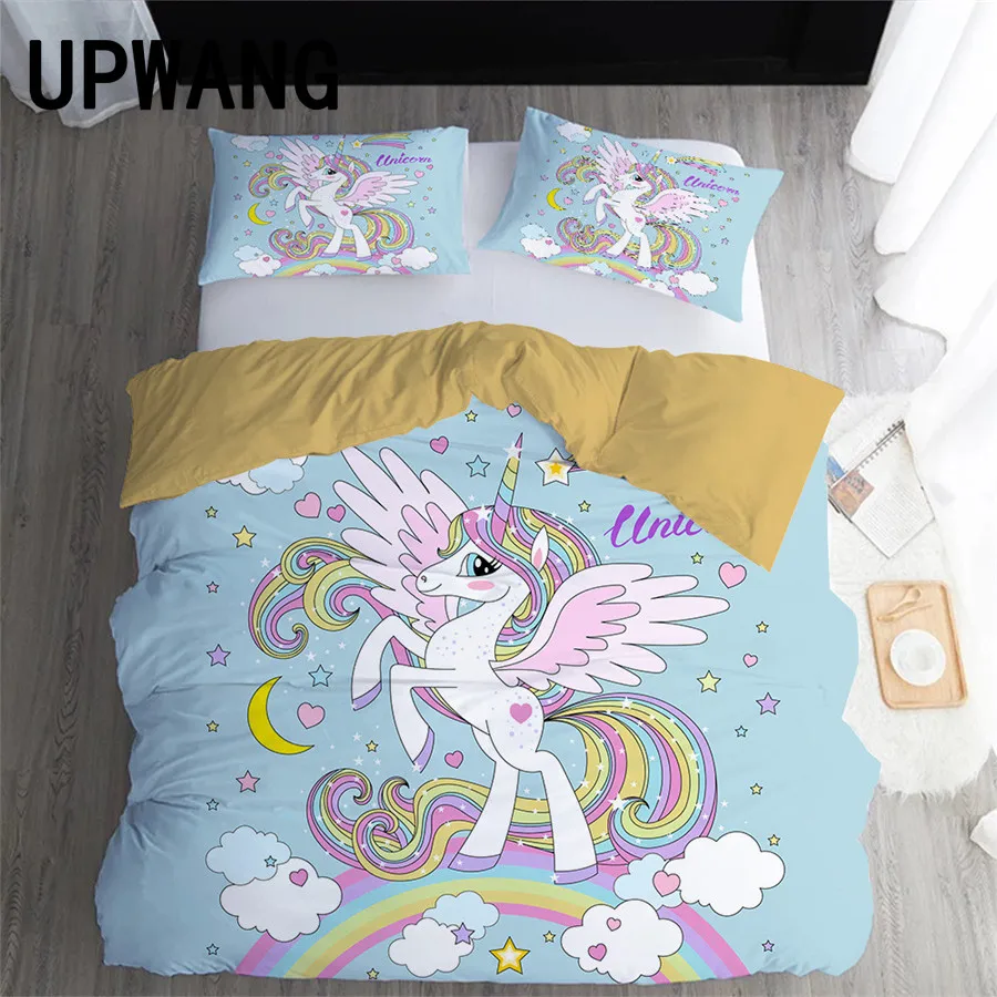 Комплект постельного белья UPWANG с изображением фантазийных единорогов, одеяло/пододеяльник с наволочкой набор домашнего текстиля # DJS13 
Комплект постельного белья UPWANG с изображением фантазийных единорогов, одеяло/пододеяльник с наволочкой набор домашнего текстиля # DJS13