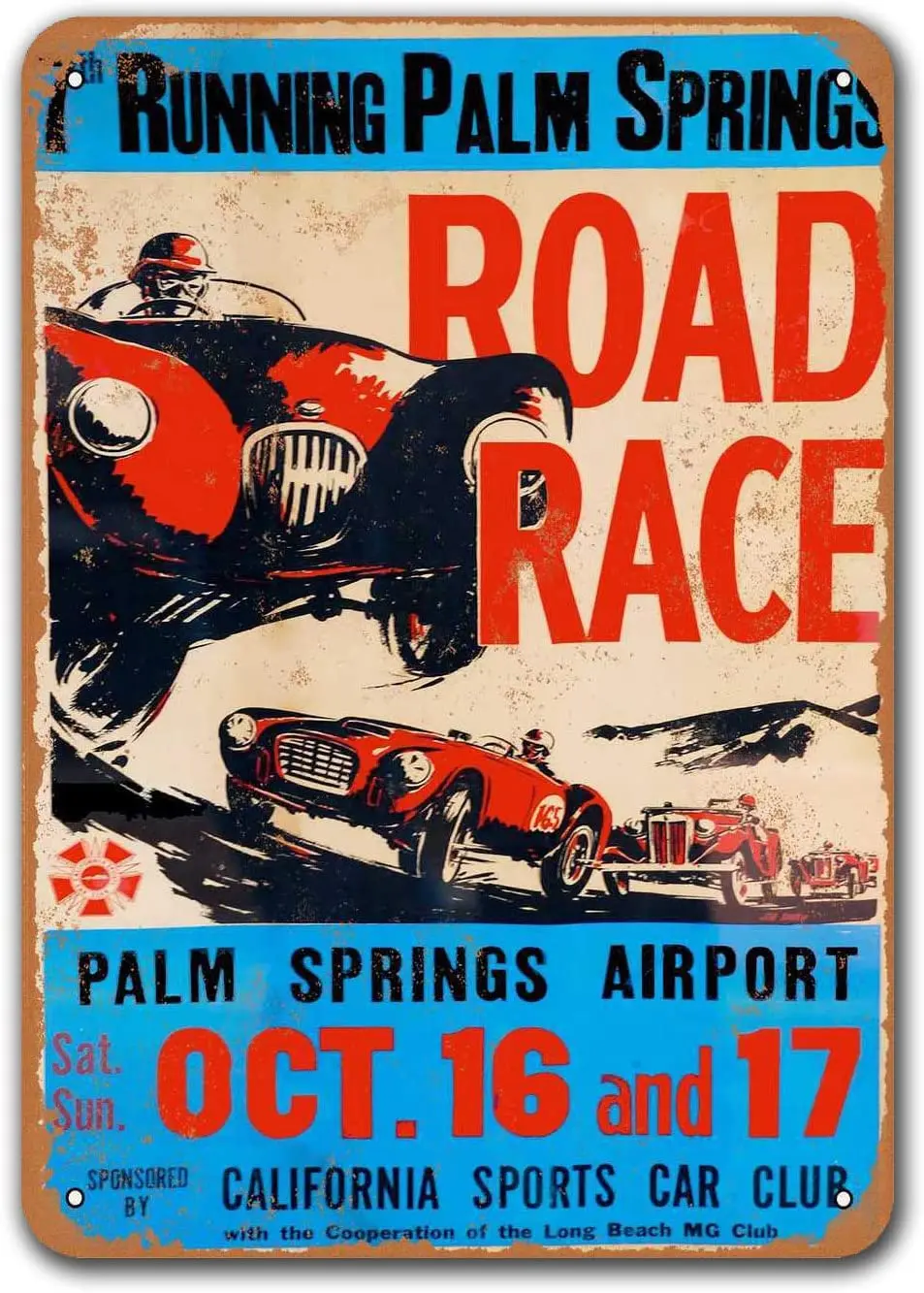 Palm Springs Airport Road Race Old Car Tin Sign, Vintage Metal Plaques Poster Man Cave Garage Retro Wall Decor 12x16 Inch
Palm Springs Airport Road Race Old Car Tin Sign, Vintage Metal Plaques Poster Man Cave Garage Retro Wall Decor 12x16 Inch