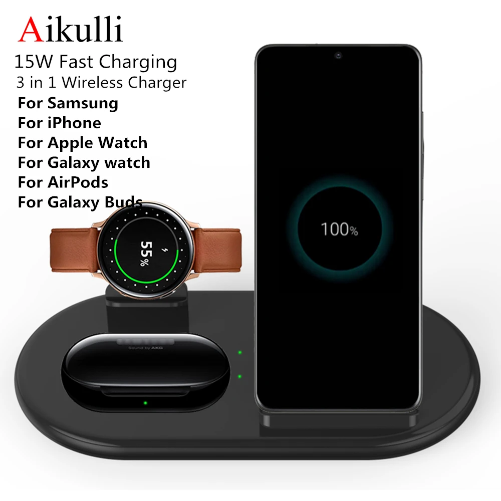 Aikulli Wireless Charger Qi Charge Stand for Samsung Galaxy Buds S8 S9 S10 S20 Plus Note 9 10 For Iphone 11 X XS XR Watch 6 5 4 
Aikulli Wireless Charger Qi Charge Stand for Samsung Galaxy Buds S8 S9 S10 S20 Plus Note 9 10 For Iphone 11 X XS XR Watch 6 5 4