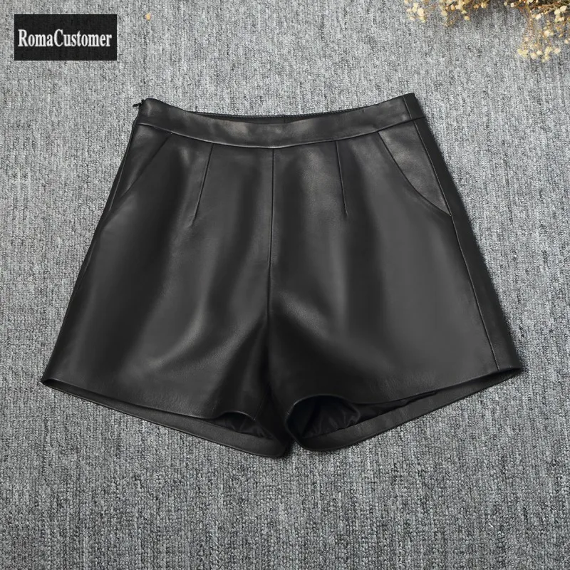 Genuine Leather Shorts Womens Summer New High Waist Loose Elegant Straight Black Sheepskin Casual A-Line Wide Leg Shorts
Genuine Leather Shorts Womens Summer New High Waist Loose Elegant Straight Black Sheepskin Casual A-Line Wide Leg Shorts