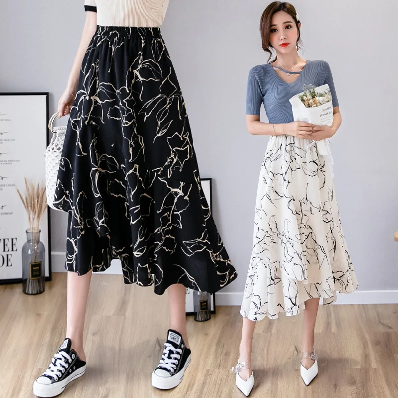 Women Mid-Calf Empire Skirt Ladies Casual Ruffle White Black A-Line Skirts Summer Fashion
Women Mid-Calf Empire Skirt Ladies Casual Ruffle White Black A-Line Skirts Summer Fashion