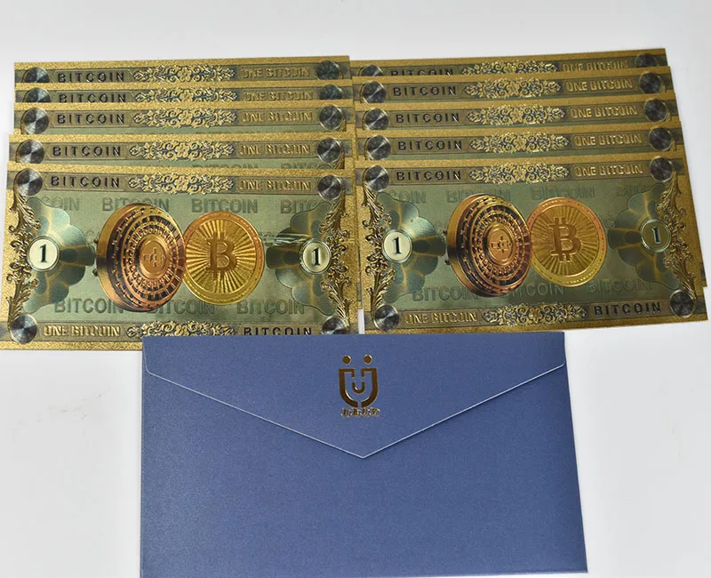 10pcs HOT colorful gold color foil One bitcoin Banknote BTC coin Bit coin coin souvenir banknotes for collection and gifts
10pcs HOT colorful gold color foil One bitcoin Banknote BTC coin Bit coin coin souvenir banknotes for collection and gifts