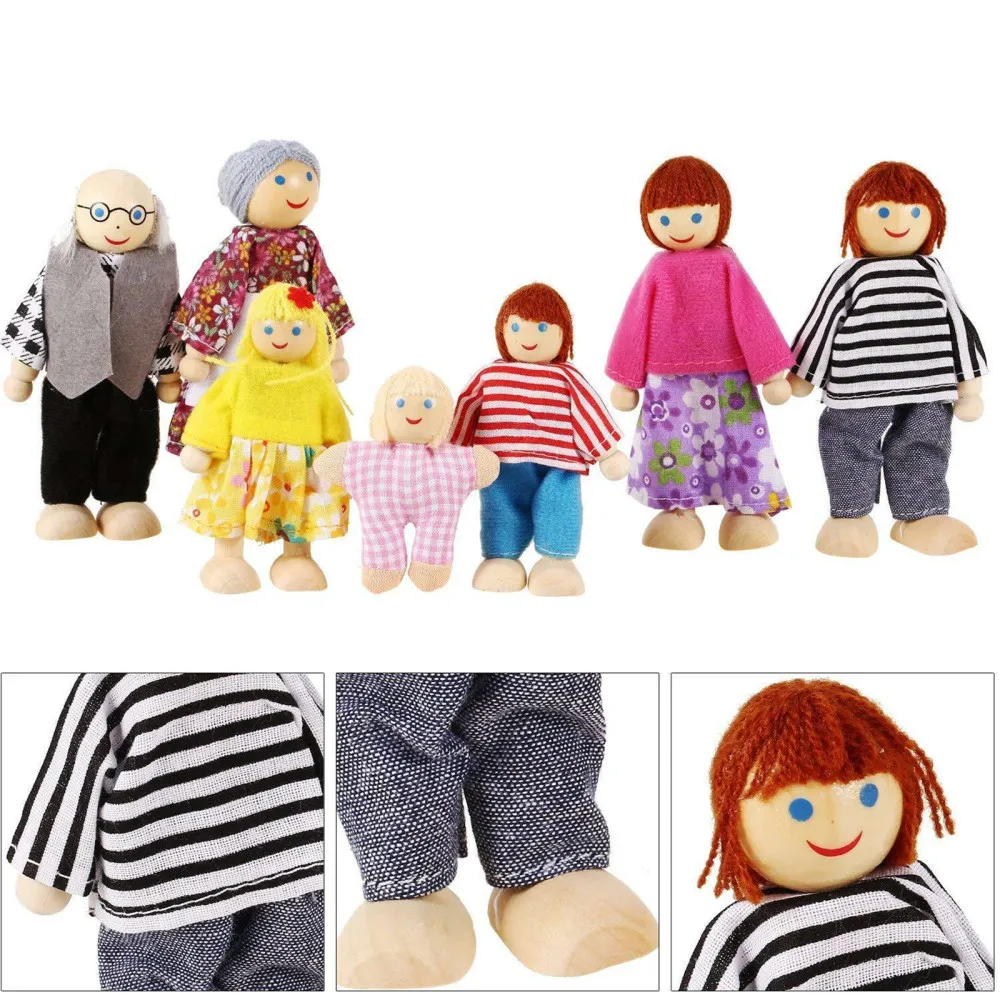 7pcs Wooden Dolls Pretend Play Set Dolls Family for Children Kids Figure mini house Gift
7pcs Wooden Dolls Pretend Play Set Dolls Family for Children Kids Figure mini house Gift
