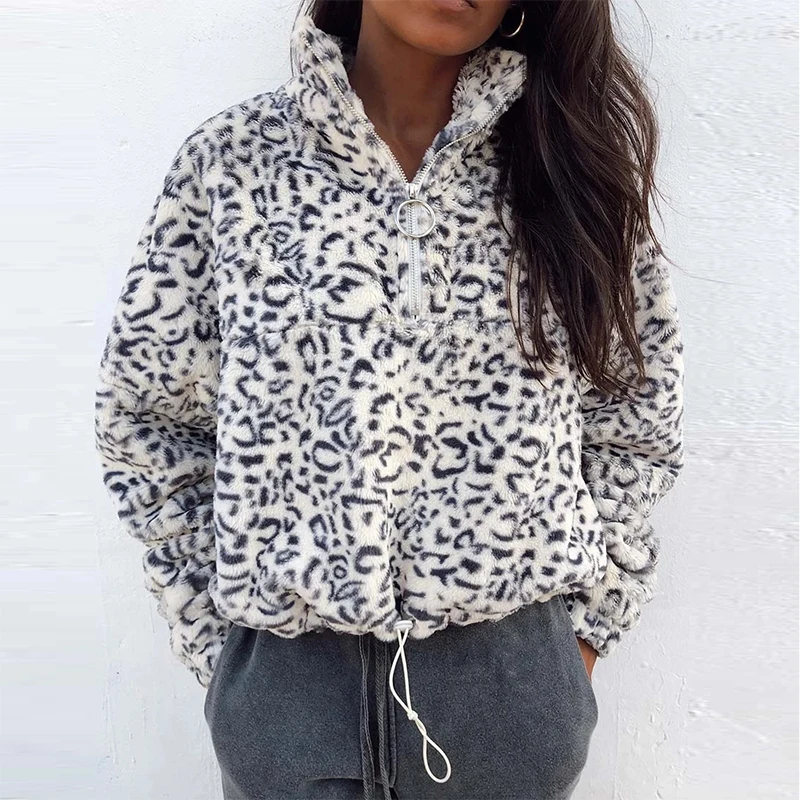 Leopard New Print Plush Sweatshirt Women's Zipper Turtleneck Pullover Streetwear Hooded Hoodie Casual Loose Sweatshirt Winter
Leopard New Print Plush Sweatshirt Women's Zipper Turtleneck Pullover Streetwear Hooded Hoodie Casual Loose Sweatshirt Winter