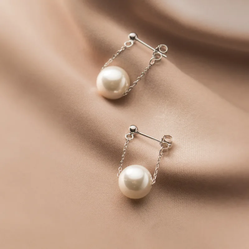 s925 Sterling Silver Chain Pearl Stud Earrings Boho Jewelry Earrings Minimalism Brincos Pendientes Earrings for Women 
s925 Sterling Silver Chain Pearl Stud Earrings Boho Jewelry Earrings Minimalism Brincos Pendientes Earrings for Women