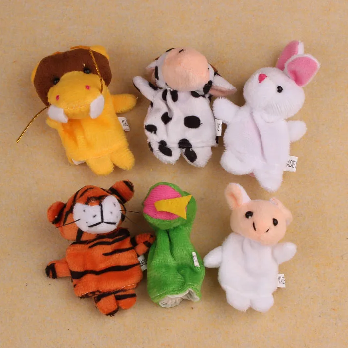

12pcs/lot Chinese Zodiac Gift Animals Cartoon Biological Finger Puppet Plush Toys Dolls Child Baby Favor Finger Doll Kids Gift