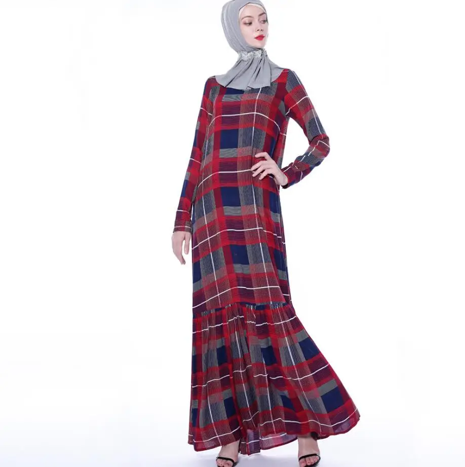 Мусульманская одежда с узором в сетку женское длинное мусульманское платье