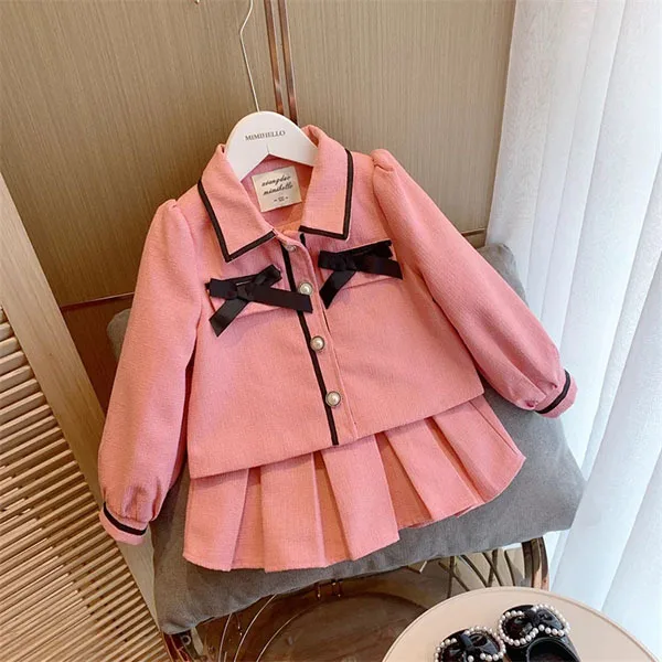 Toddler Kids Baby Girls Autumn Long Sleeve Bow Single-breasted Top Coat Pleated Skirt Children Princess Clothes Set 2pcs 1-8Y
Toddler Kids Baby Girls Autumn Long Sleeve Bow Single-breasted Top Coat Pleated Skirt Children Princess Clothes Set 2pcs 1-8Y