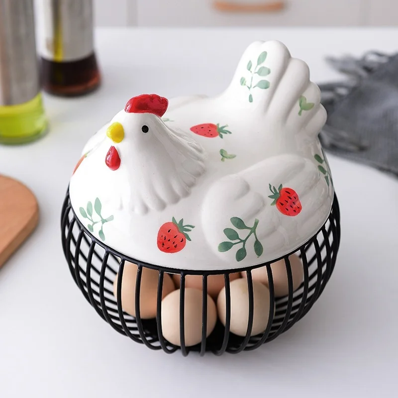 Storage Box Kitchen Ceramic Hen Storage Decorative Accessories Ceramic Iron Egg Basket Fruit Basket Garlic Potato Sundries
Storage Box Kitchen Ceramic Hen Storage Decorative Accessories Ceramic Iron Egg Basket Fruit Basket Garlic Potato Sundries