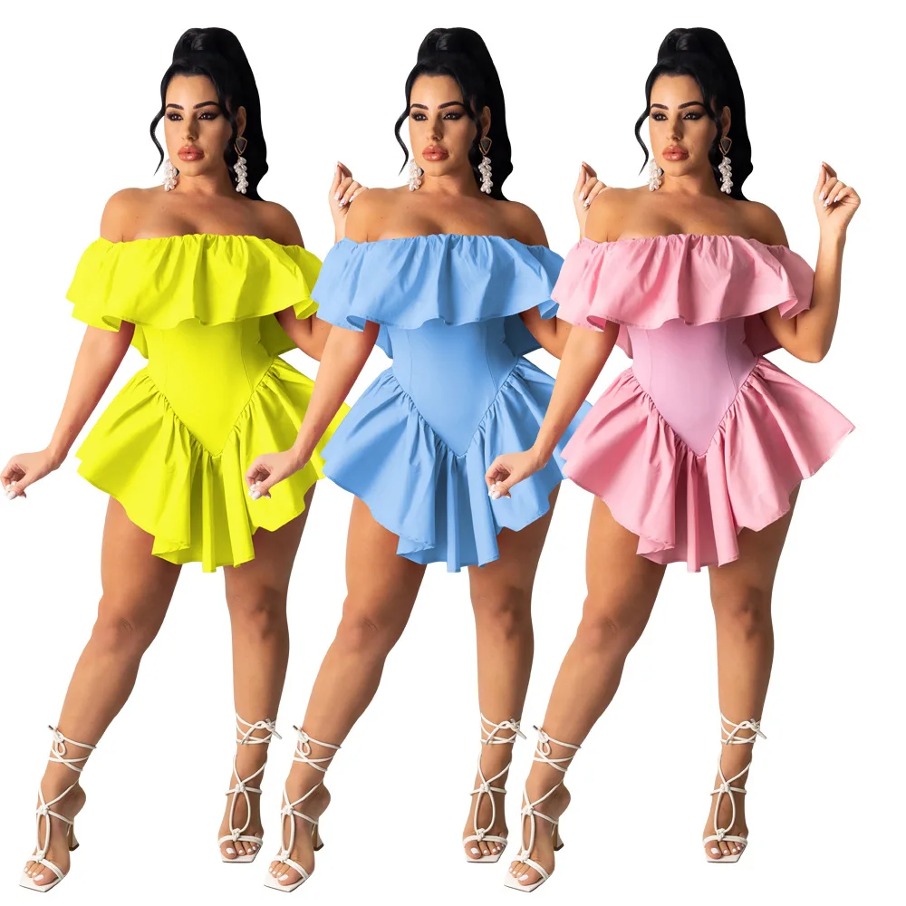 2021 Summer Women's Fashion Casual Sexy Solid Color Nightclub Style Irregular Pleated Shoulderless One-Piece Dress
2021 Summer Women's Fashion Casual Sexy Solid Color Nightclub Style Irregular Pleated Shoulderless One-Piece Dress