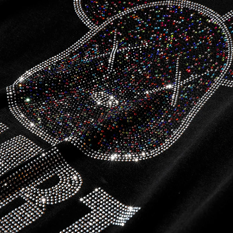 2020 Plus Size Women Black T-Shirts O-neck Diamonds T-shirt Female Summer Drilling Streetwear Sexy Loose T shirts Clothes T144
2020 Plus Size Women Black T-Shirts O-neck Diamonds T-shirt Female Summer Drilling Streetwear Sexy Loose T shirts Clothes T144