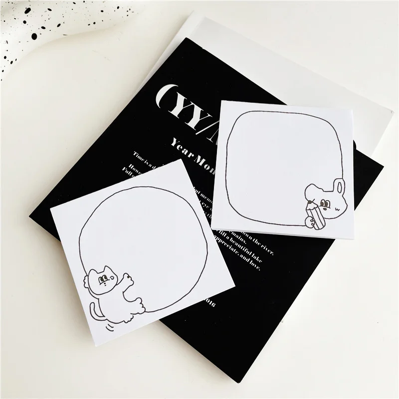

Cartoon Cute Brief Strokes Bear Memo Pad Korean Ins Dialog Box Message Paper Portable Mini Notepad School Stationery 50 Sheets