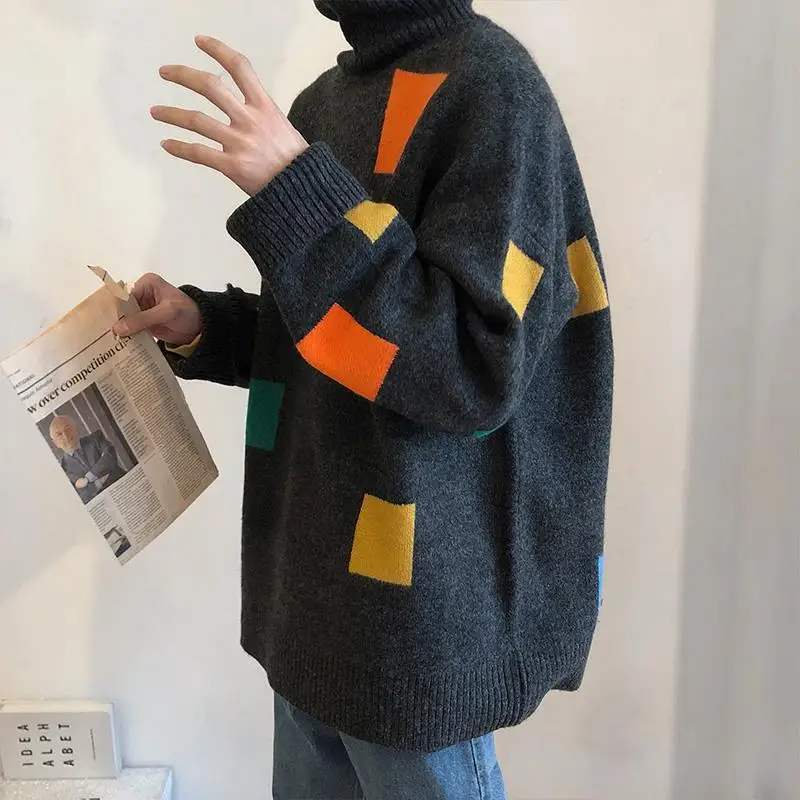Korean Fashion Clothing High Neck Vintage Pullover Men Sweaters Loose Casual Patchwork Winter Knit Sweater Oversize
Korean Fashion Clothing High Neck Vintage Pullover Men Sweaters Loose Casual Patchwork Winter Knit Sweater Oversize