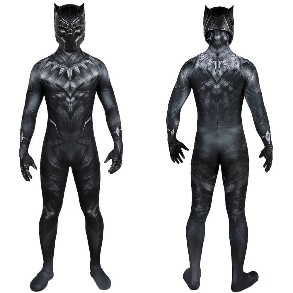 

Black SuperHero Costume Cosplay Panther Lycra Spandex Zentai Jumpsuit Bodysuit Disfraces De Halloween Costume for Adult/kids