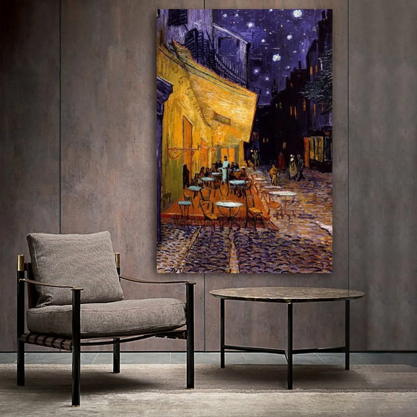 

The Café Terrace on The Place Du Forum, Arles, at Night, C.1888 HD Print on Canvas Painting Wall Art for Living Room