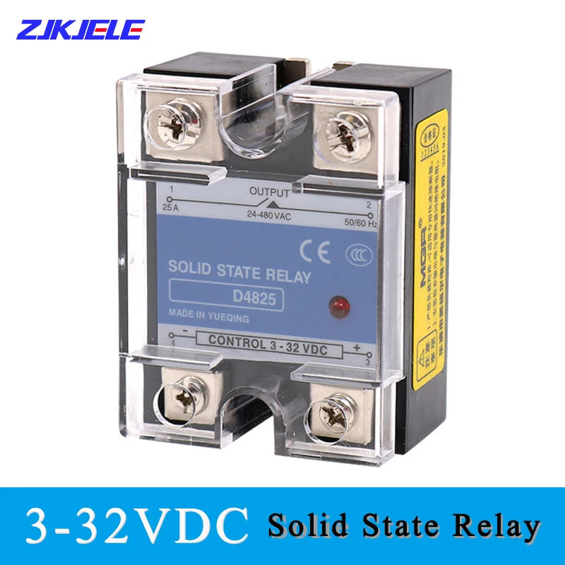 

10A 25A 40A 60A DA Single Phase DC Control AC Heat Sink 220V Relay To 3-32VDC SSR-10DA 25DA 40DA Plastic Cover Solid State Relay