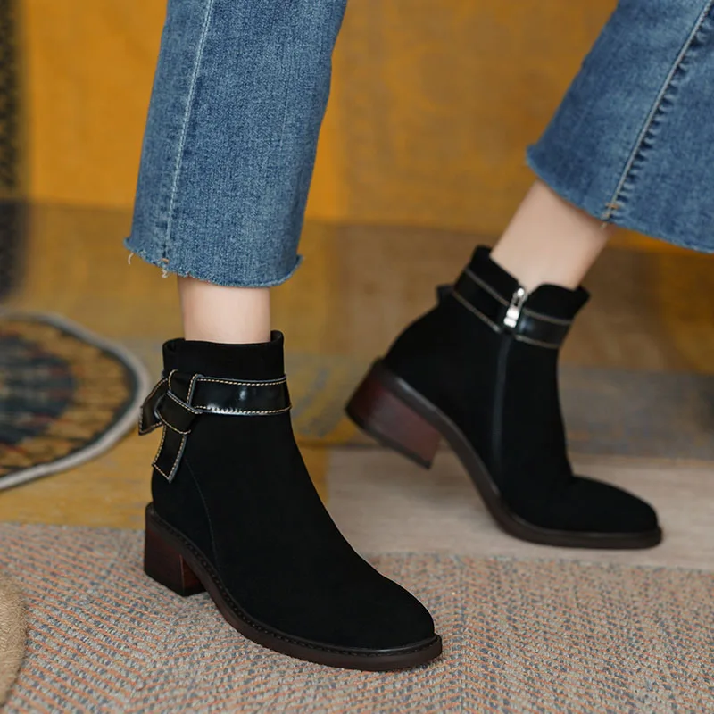 Side Zipper Women Motorcycle Boots Round Toe Thick Heels Boots for Women Vintage Classic Design Working Casual Shoes Woman
Side Zipper Women Motorcycle Boots Round Toe Thick Heels Boots for Women Vintage Classic Design Working Casual Shoes Woman
