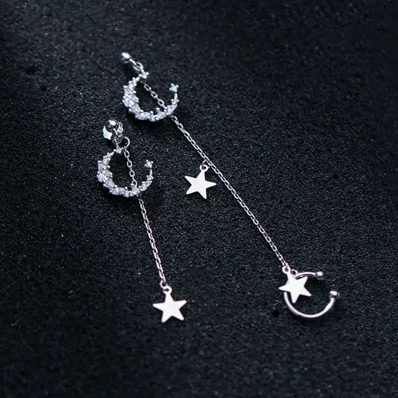 PONYKISS Trendy S925 Sterling Silver Moon and Star Tassel Zircon Drop Earrings high quality Women Anniversary chic Accessory
PONYKISS Trendy S925 Sterling Silver Moon and Star Tassel Zircon Drop Earrings high quality Women Anniversary chic Accessory