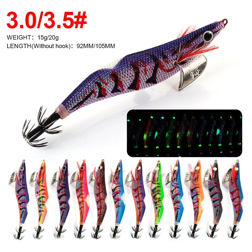 Luminous Hard Bait Wood Shrimp Artificial Squid Jig Sea Fishing Lure Squid Hook 15g 20g Cuttlefish Octopus Baits Fishing Tackle
Luminous Hard Bait Wood Shrimp Artificial Squid Jig Sea Fishing Lure Squid Hook 15g 20g Cuttlefish Octopus Baits Fishing Tackle