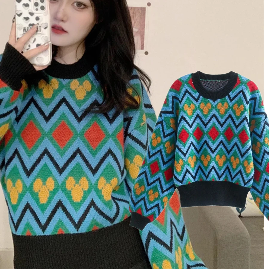 Withered England Style HIgh Street Vintage Cartoon Cute Patchwork Winter Sweaters Women Pull Femme Sweaters Women Pullovers Tops
Withered England Style HIgh Street Vintage Cartoon Cute Patchwork Winter Sweaters Women Pull Femme Sweaters Women Pullovers Tops