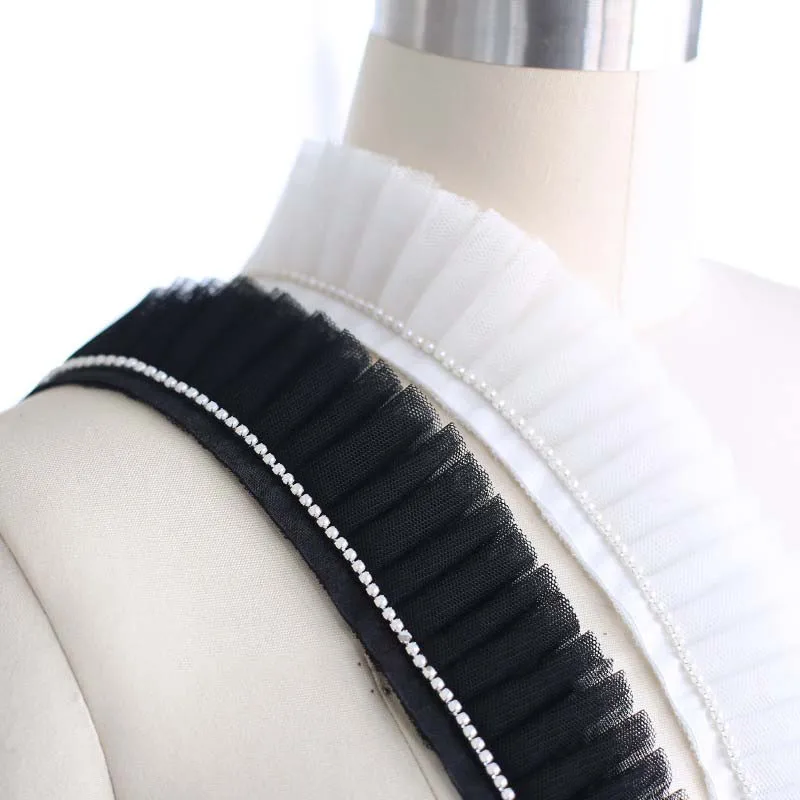 7meters Exquisite Pleated Lace Embroidery 2 Layers Ribbon Pearls Beaded Ruffle Trim Collar Skirts Wedding Dress Sewing Decor
7meters Exquisite Pleated Lace Embroidery 2 Layers Ribbon Pearls Beaded Ruffle Trim Collar Skirts Wedding Dress Sewing Decor