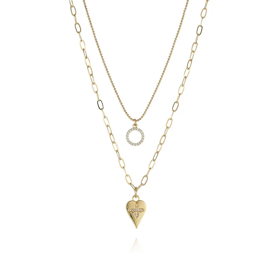 2021 New Double Chain Collarbone Chain Simple Necklace European and American Personality Love Circle Pendant Party for Girls
2021 New Double Chain Collarbone Chain Simple Necklace European and American Personality Love Circle Pendant Party for Girls