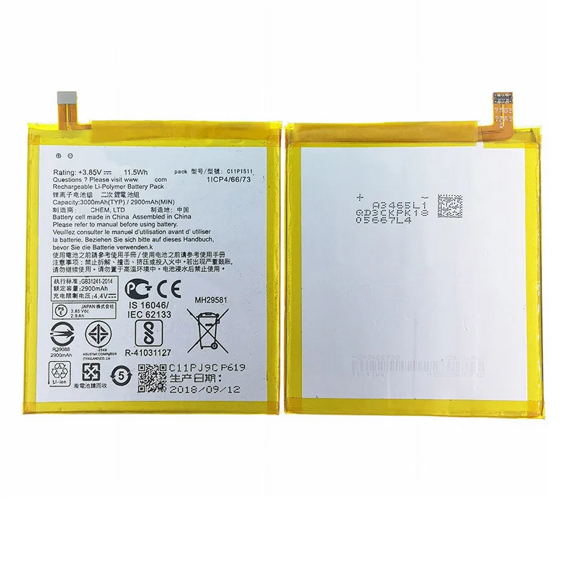 Аккумулятор C11P1511 3000 мАч для Asus Zenfone 3 Ze552kl Z012da Z012de 2900 мАч в наличии
Аккумулятор C11P1511 3000 мАч для Asus Zenfone 3 Ze552kl Z012da Z012de 2900 мАч в наличии