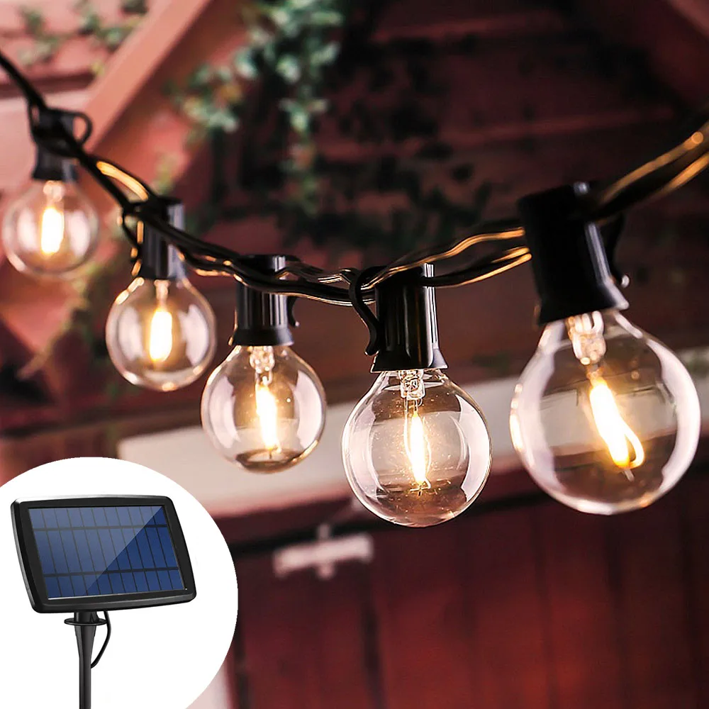 Solar Garland Christmas Lights G40 Edison Glass Solar Bulb LED Solar Lamp String Garden Holiday Light 5/7.6M
Solar Garland Christmas Lights G40 Edison Glass Solar Bulb LED Solar Lamp String Garden Holiday Light 5/7.6M