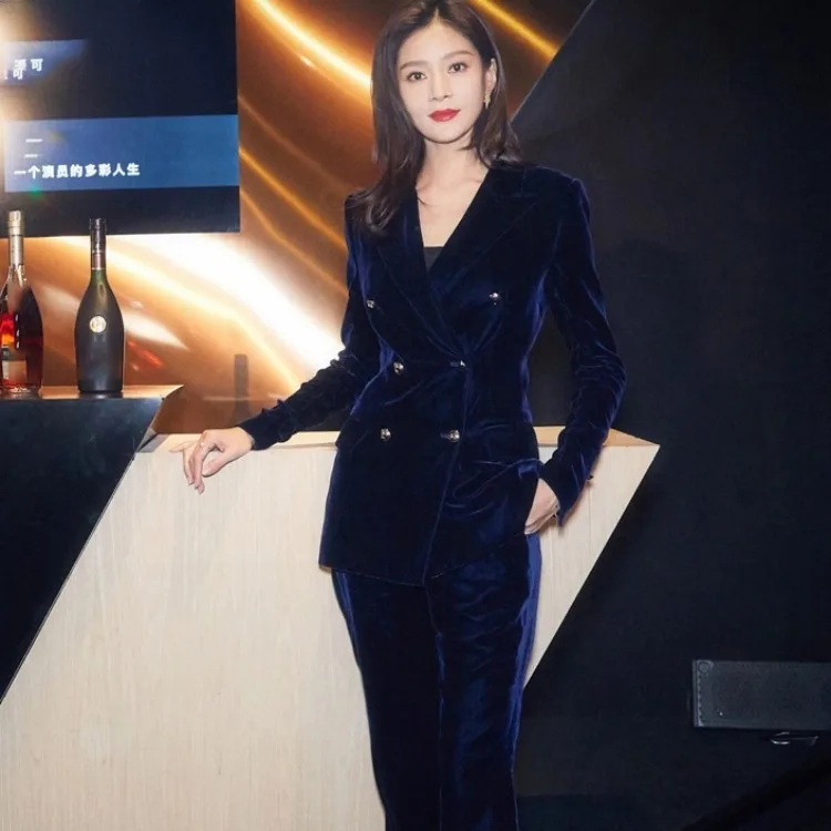 2020 stars in same pleuche suit female temperament of autumn fashion new han edition professional two-piece outfit | Женская одежда