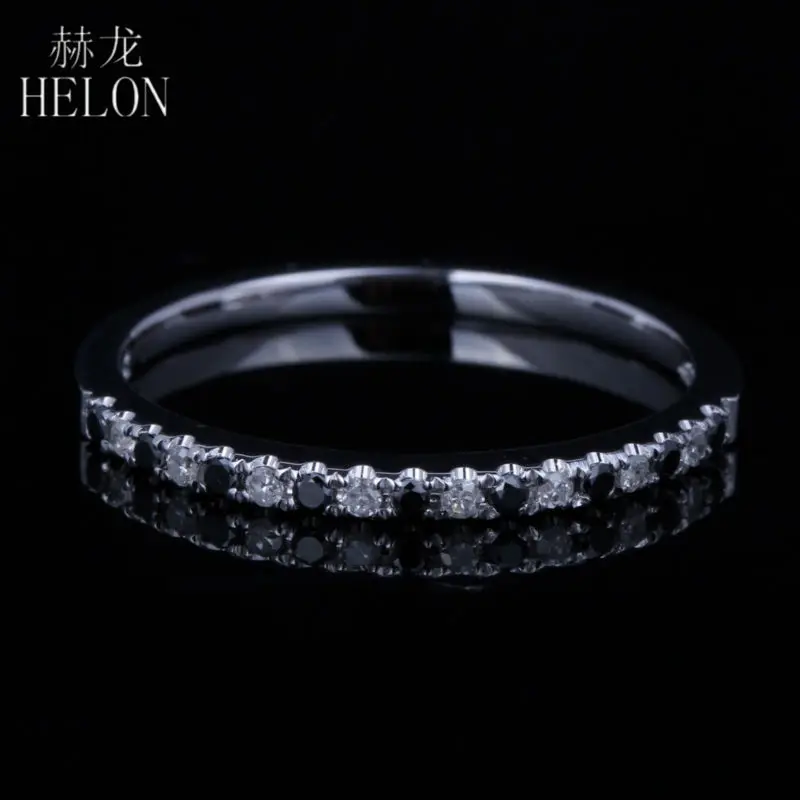 HELON Solid 14K White Gold Pave 0.15ct White & Black Diamonds Engagement Wedding Ring For Women Birthday Anniversarry Best Gift
HELON Solid 14K White Gold Pave 0.15ct White & Black Diamonds Engagement Wedding Ring For Women Birthday Anniversarry Best Gift