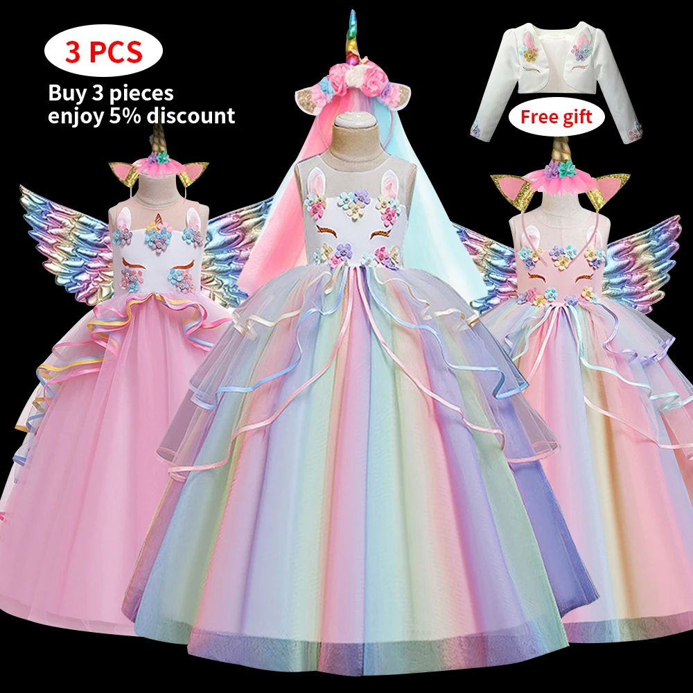 Xmas fantasy Unicorn cosplay Flower girl rainbow wedding dress girl birthday party Unicorn role dance Carnival dress Halloween
Xmas fantasy Unicorn cosplay Flower girl rainbow wedding dress girl birthday party Unicorn role dance Carnival dress Halloween