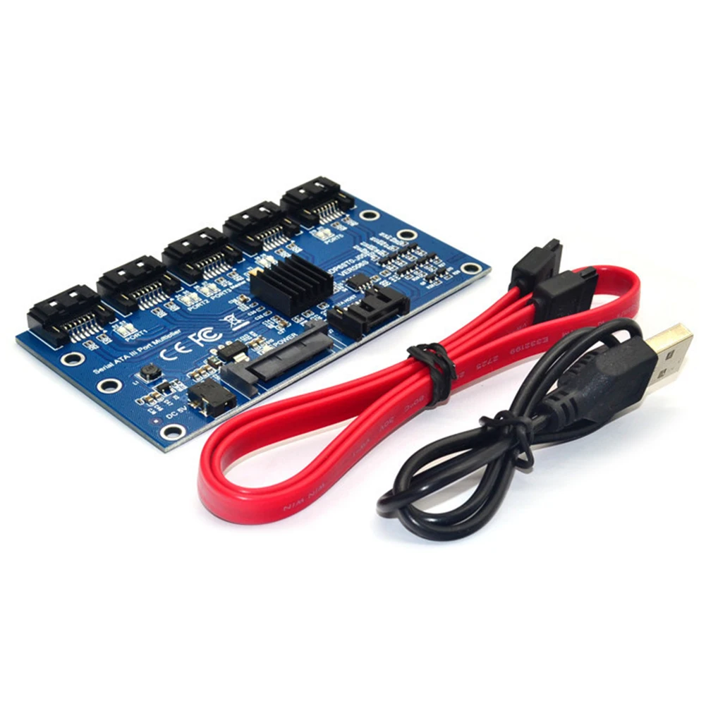 SATA3.0 1 to 5 Port Expansion Card Controller Motherboard SATA Port Riser Card Adapter for HDD Computer with USB-DC Power Cable
SATA3.0 1 to 5 Port Expansion Card Controller Motherboard SATA Port Riser Card Adapter for HDD Computer with USB-DC Power Cable