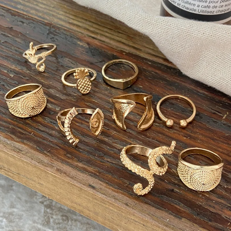 Vintage Women 9 Pcs/set Alloy Metal Joint Ring Bohemian Pineapple Snake Knuckle Rings Set For Girls Fashion Jewelry Gift
Vintage Women 9 Pcs/set Alloy Metal Joint Ring Bohemian Pineapple Snake Knuckle Rings Set For Girls Fashion Jewelry Gift