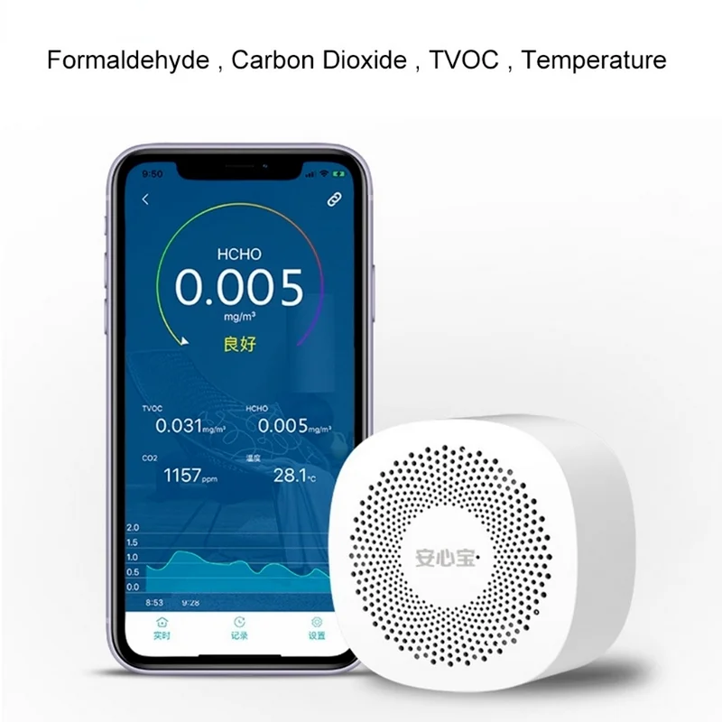 Air quality detector CO2 tester with APP function Temperature monitor Gas analyzer Air quality monitor TVOC HCHO CO2 sensor
Air quality detector CO2 tester with APP function Temperature monitor Gas analyzer Air quality monitor TVOC HCHO CO2 sensor