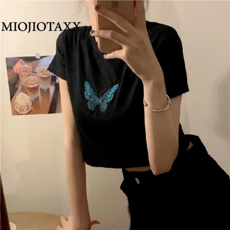 2021 Summer New High Waist Exposed Navel Short Embroidered Butterfly Short Sleeve T-shirt Slim and Sexy Women Sexy Tops
2021 Summer New High Waist Exposed Navel Short Embroidered Butterfly Short Sleeve T-shirt Slim and Sexy Women Sexy Tops