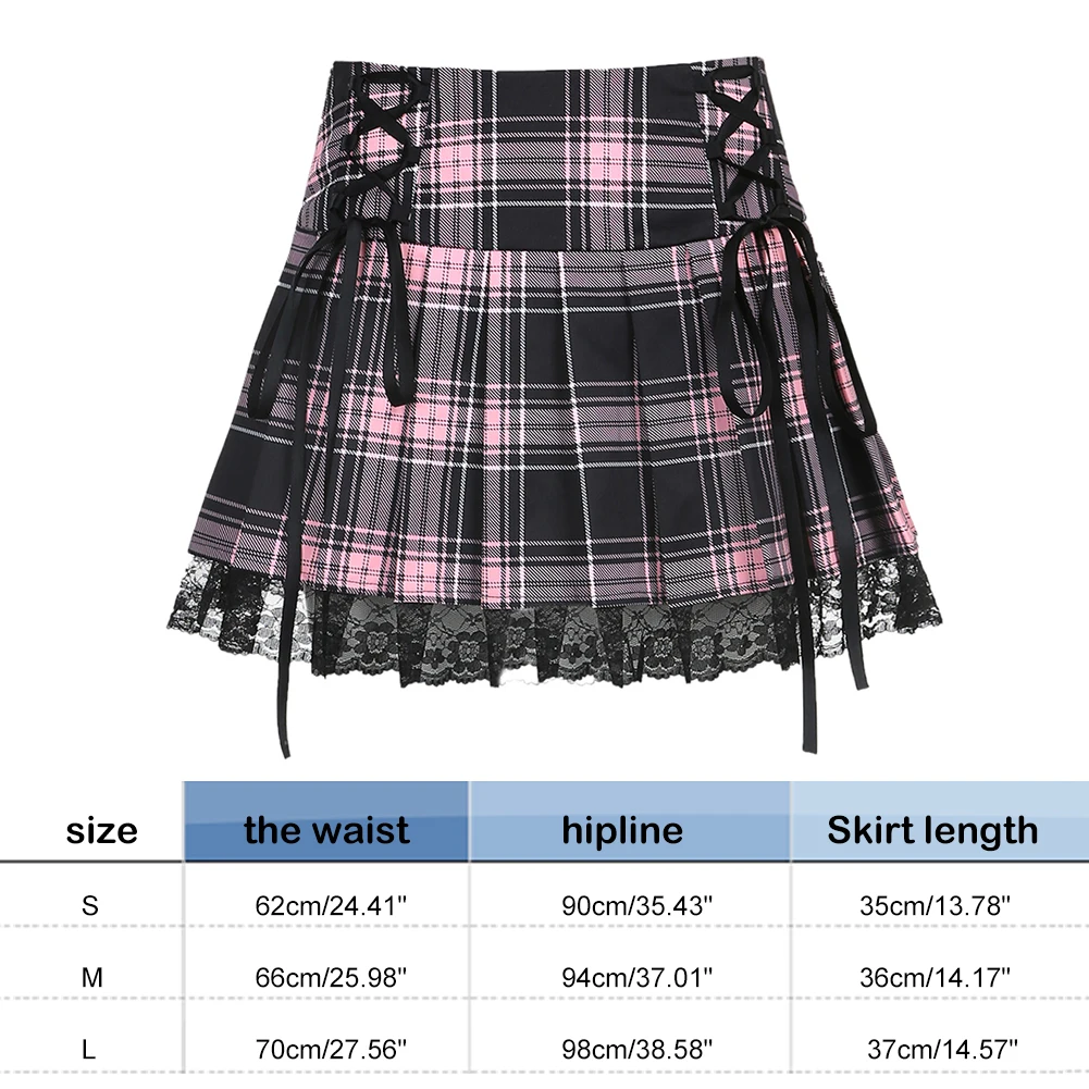 Female Lace Up Goth Pink Plaid Pleated Skirts Woman Patchwork Mesh Gothic E Girl Clothes Dark Academia Vintage Y2K Mini Skirt 
Female Lace Up Goth Pink Plaid Pleated Skirts Woman Patchwork Mesh Gothic E Girl Clothes Dark Academia Vintage Y2K Mini Skirt