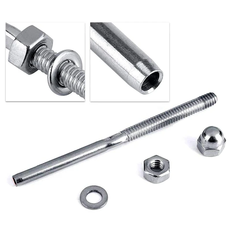 10 Pairs Threaded Terminal Stud and Stemball Swage Cable Tensioners Marine Railing Kit for 1/8inch Cable Deck Railing
10 Pairs Threaded Terminal Stud and Stemball Swage Cable Tensioners Marine Railing Kit for 1/8inch Cable Deck Railing