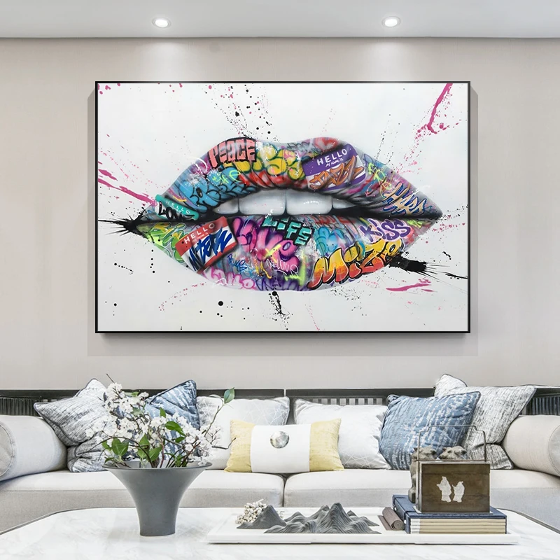 Abstract Lips Street Graffiti Art Canvas Painting on The Wall Posters and Prints Wall Art Picture for Living Room Wall Decor
Abstract Lips Street Graffiti Art Canvas Painting on The Wall Posters and Prints Wall Art Picture for Living Room Wall Decor