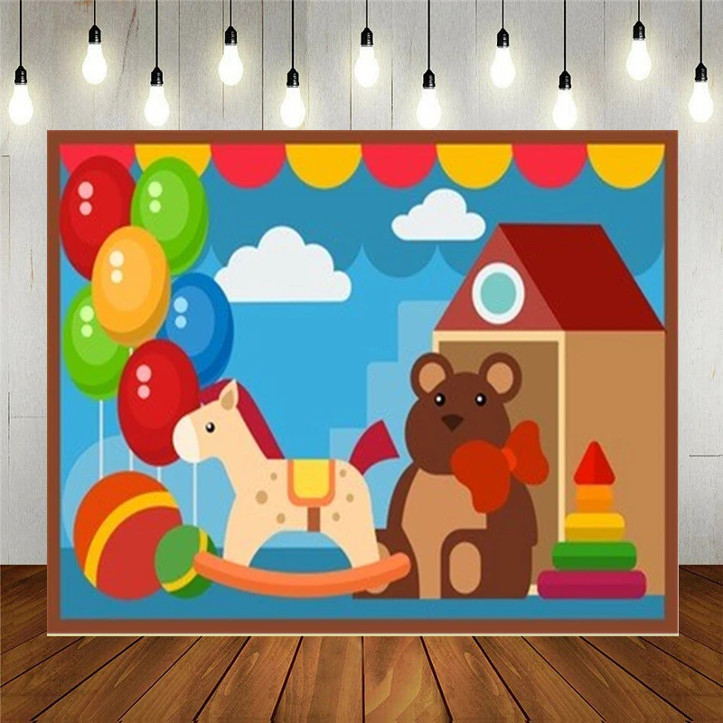 Photo Studio Props Vinyl Photography Backdrop Cartoon Toy Store Market Trojan Kids Birthday Party Decoration Customizable Text
Photo Studio Props Vinyl Photography Backdrop Cartoon Toy Store Market Trojan Kids Birthday Party Decoration Customizable Text