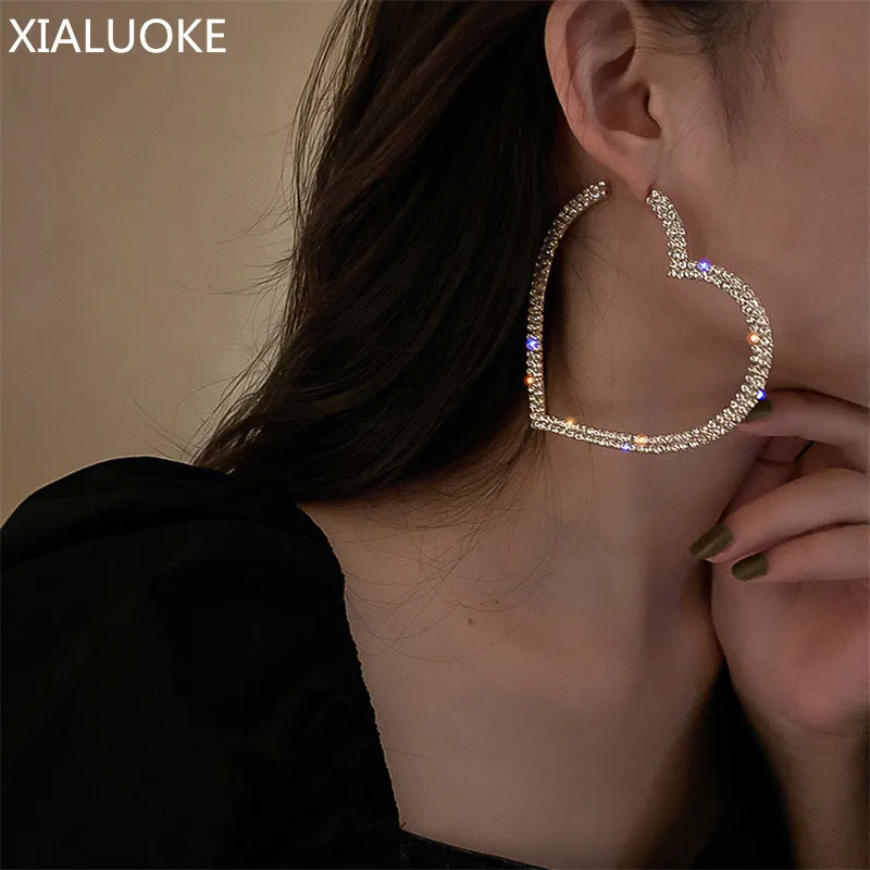 XIALUOKE Golden Geometric Big Heart Crystal Hoop Earrings For Women Luxury Rhinestones Stud Earrings Statement Jewelry Party
XIALUOKE Golden Geometric Big Heart Crystal Hoop Earrings For Women Luxury Rhinestones Stud Earrings Statement Jewelry Party