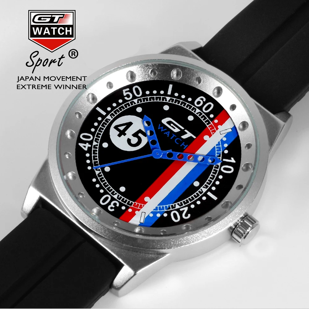 Часы GT Мужские спортивные F1 модные мужские часы с силиконовым ремешком кварцевые