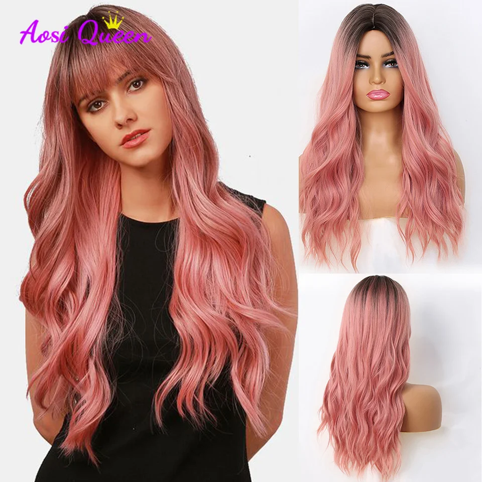 AS Long Wavy Synthetic Wigs Ombre Black Pink Wigs for Women Cosplay Natural Middle Part Hair Wig High Temperature Fiber
AS Long Wavy Synthetic Wigs Ombre Black Pink Wigs for Women Cosplay Natural Middle Part Hair Wig High Temperature Fiber