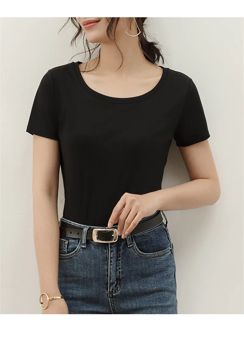 Woman tshirts Solid Tops O-Neck T shirt Short Sleeve Basic Tee Women 2021 Cotton Femme T-shirts Mulher Camisetas Female Clothes
Woman tshirts Solid Tops O-Neck T shirt Short Sleeve Basic Tee Women 2021 Cotton Femme T-shirts Mulher Camisetas Female Clothes
